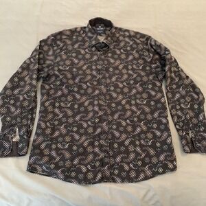 Marcello Shirt Mens XL Black Paisley Long Sleeve Button Front Casual‎